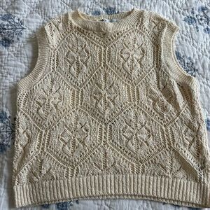 Zara Cream Knit Sweater Vest